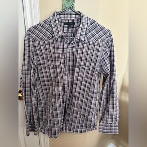 Banana Republic Purple and White Plaid Button-Up Shirt